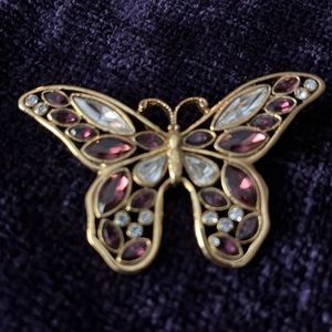 White and purple stone butterfly brooch